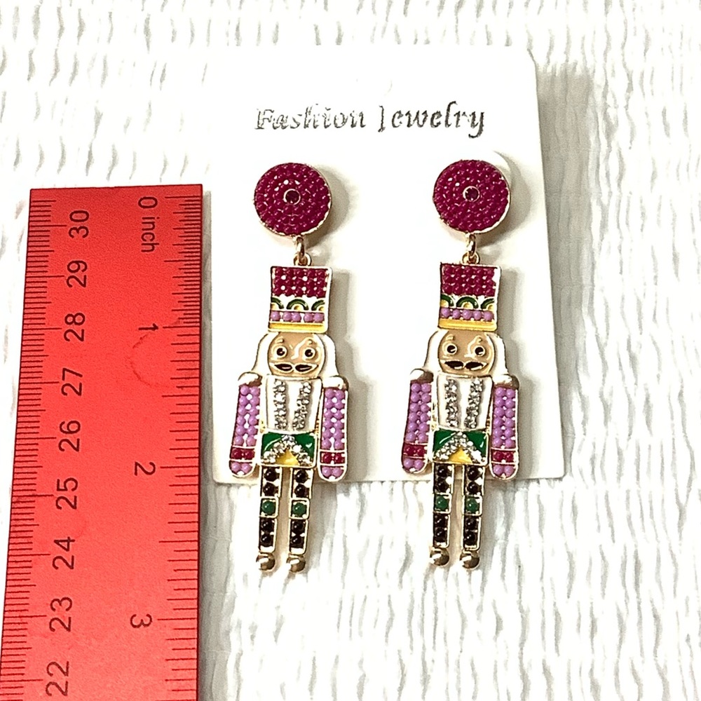 Nutcracker Beaded Multicolored Beaded Earrings - image 3